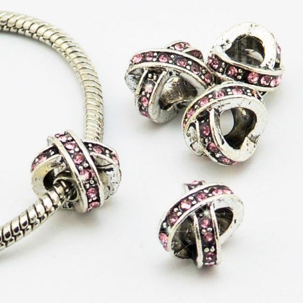 Produktbild Hermex X - Bead versilbert 925 mit Strass - Silbrig Rosa (Metallegierung)