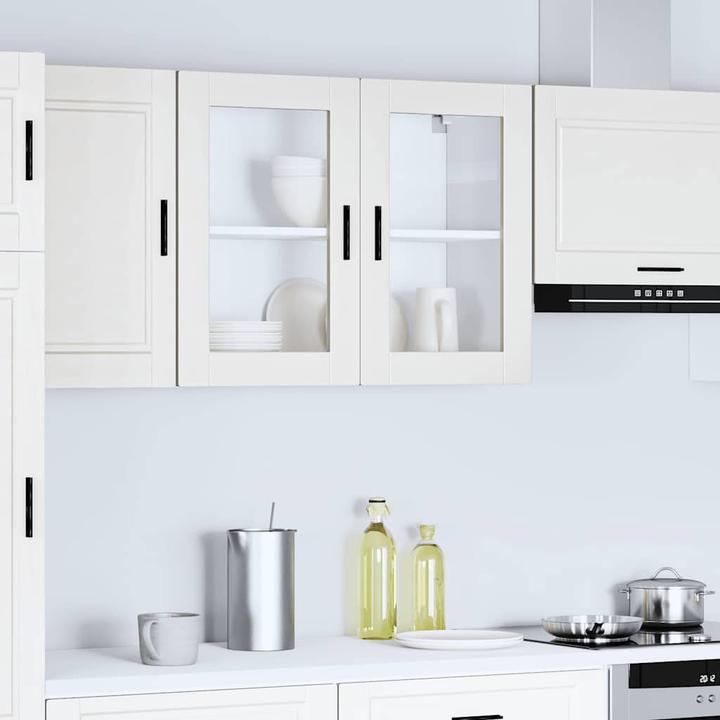 Image du produit VidaXL Armoire suspendue de cuisine avec porte vitrée Porto Blanc Armoire murale de cuisine (80 x 31 x 60 cm)