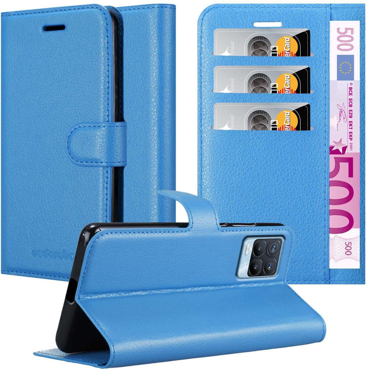 Cadorabo Book Stand Hülle für Realme 8 4G / 8 PRO (Realme 8 Pro, realme 8), Smartphone Hülle, Blau