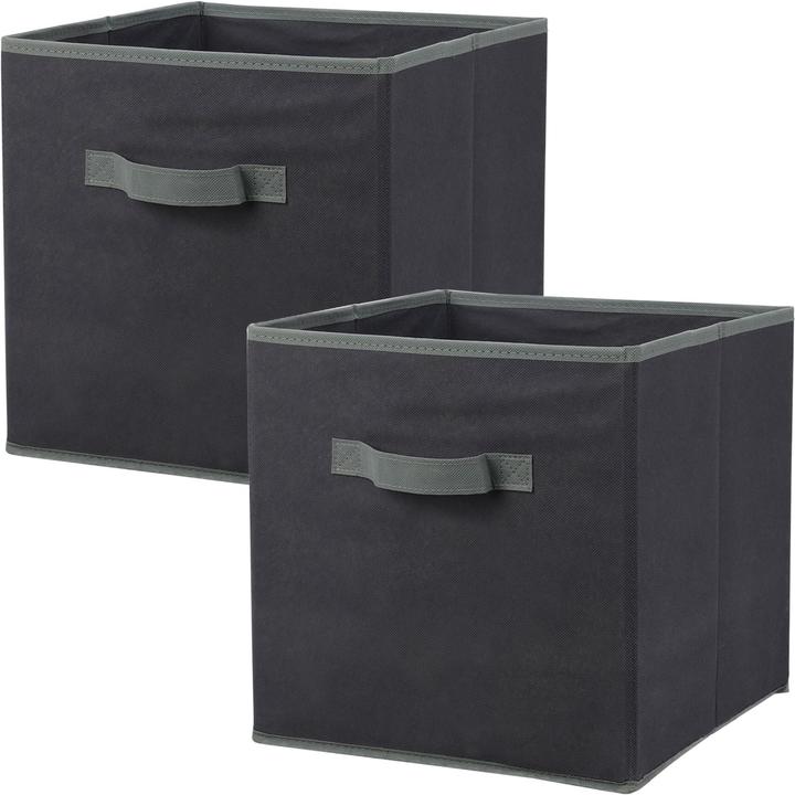 Storage Solutions 2er-Set Aufbewahrungsbox mit Henkel, faltbar, 30 x 30 x 30 cm, schwarz (30 cm, 2x)