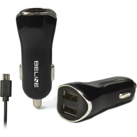 Beline Autoladegerät 2xUSB + microUSB 2.1A schwarz, Auto Adapter, Schwarz