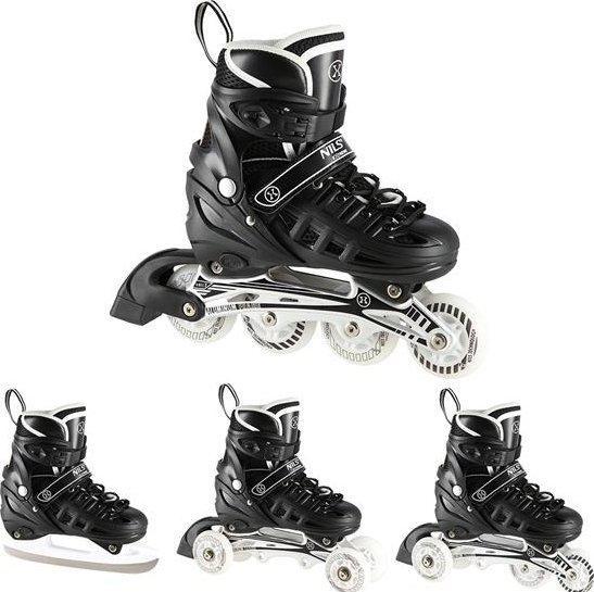 Actual product image Nils NH10905 4in1 BLACK LED SIZE M. S(31-34) INLINE SKATES WITH DIMENSION. EXTREME HOCKEY BLADE (33)