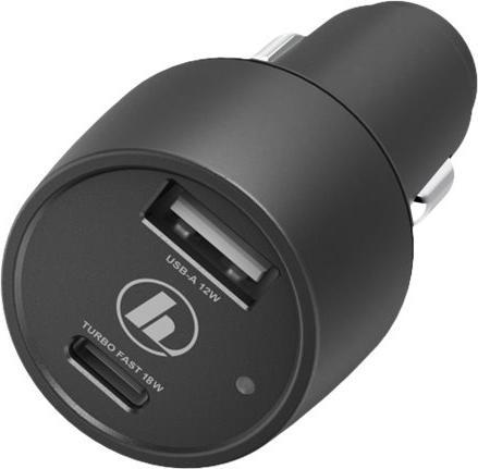 Actual product image Hama Car Charger, USB-C, Power Delivery (PD)/Qualcomm®+USB-A, 30 Watt, Black