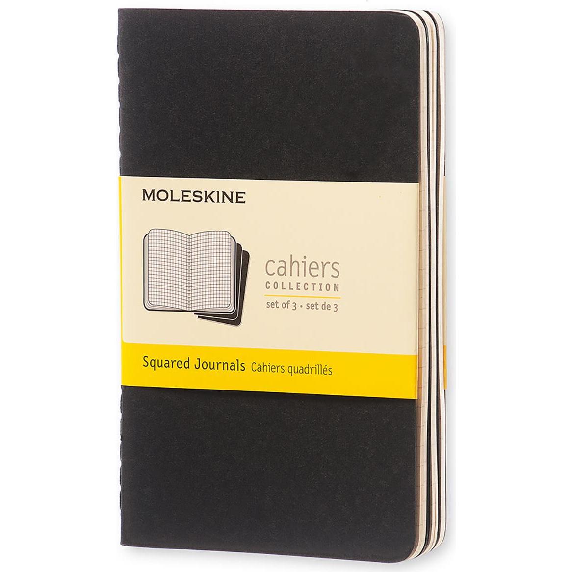 Moleskine, Heft + Block, Cahier Pocket 3er-Set (A6, Kariert, Weicher Einband)