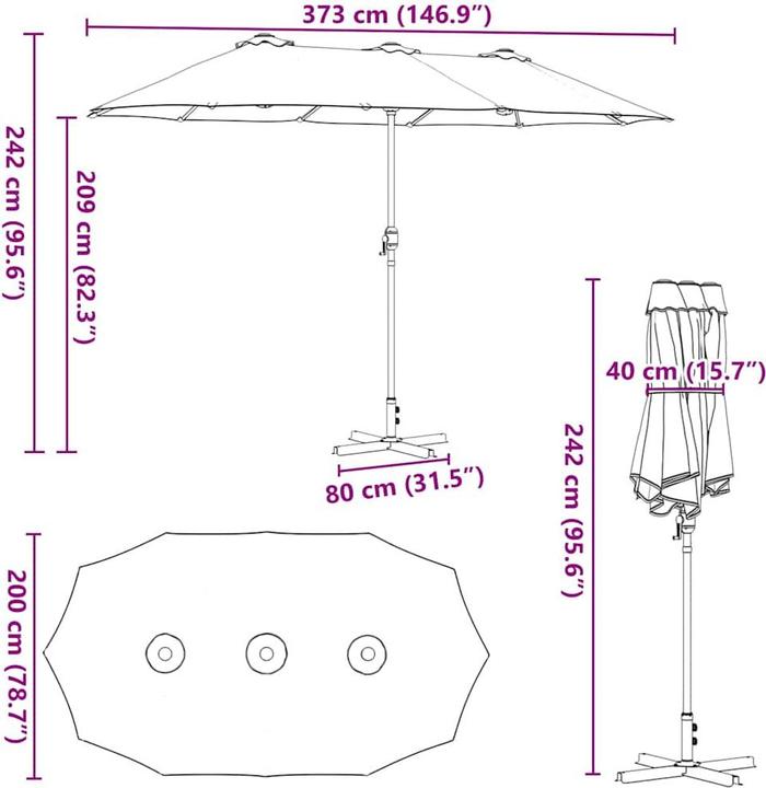 Immagine prodotto vidaXL Garten-Sonnenschirm (1.97 m)