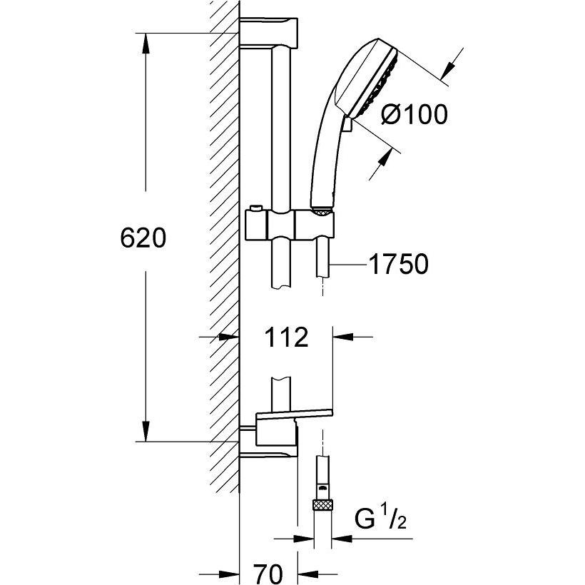 Thumbnail - Grohe, Duschsystem, Tempesta Cosmopolitan Gleitstangensatz für die Dusche (chrom)