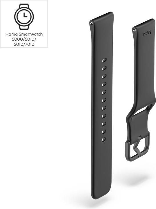 Produktbild Hama Armband zum Wechseln für Smartwatch 5000, Silikon, Schwarz (Silikon)