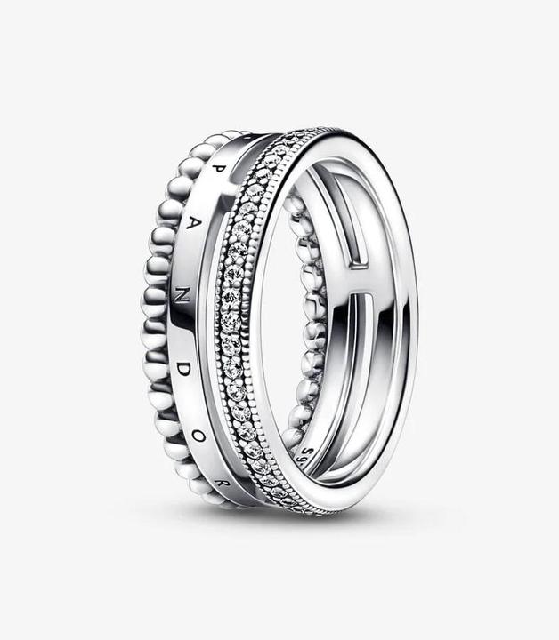 Immagine prodotto Pandora Anello Logo Signature con pavé e perline (56, 925 Argento)
