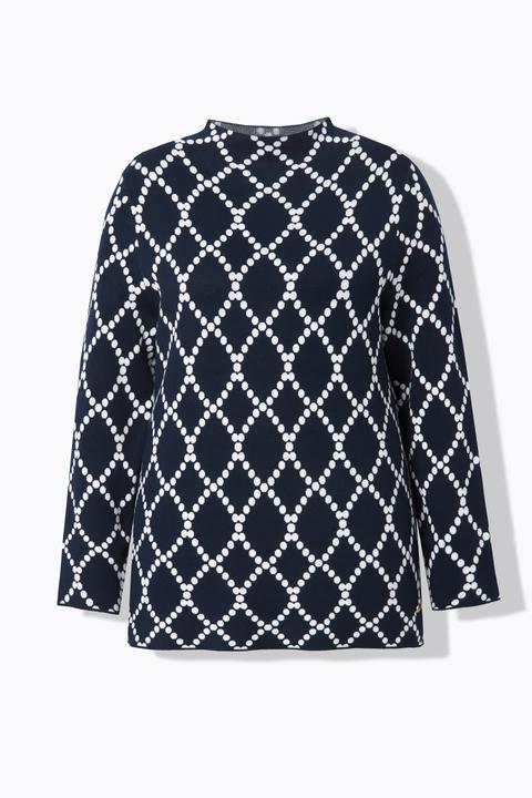 Produktbild Ulla Popken Jacquard-Pullover, Strickpunkte, Stehkragen, Langarm (46, 48)