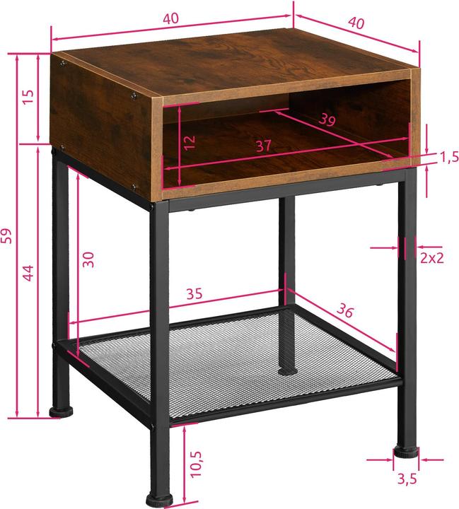 Image du produit tectake Harlow (40.5 x 40.5 x 52.5 cm)