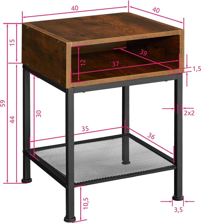 Actual product image tectake Harlow (40.5 x 40.5 x 52.5 cm)