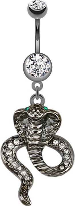 Immagine prodotto Star Piercing Banana nera con ciondolo Cobra (senza ottone, Acciaio chirurgico 316L)