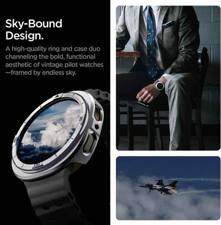 Image du produit Displex Spigen - Bezel Tune Pro Pilot - for Samsung Galaxy Watch8 44mm, Stainless Steel - Silver