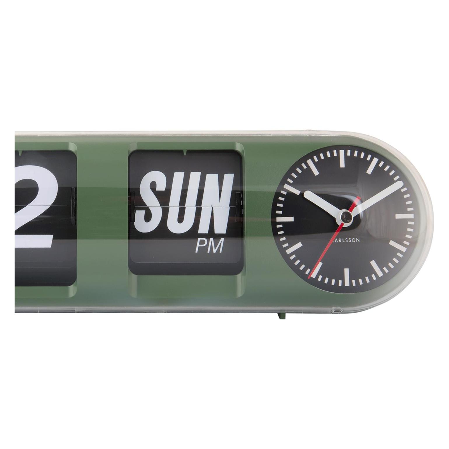 Karlsson, Klok, Wandklok Tube Flip - Jungle Groen - 38x10x13.5cm - Wandklok Scandinavisch