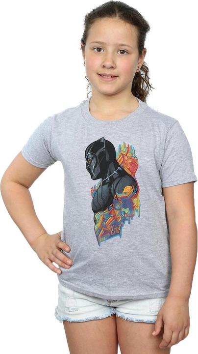 Actual product image Girls Black Panther Profile Cotton T-Shirt (140, 146)