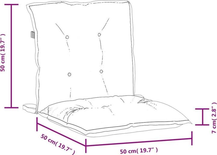 Actual product image VidaXL Low backrest cushions 6 pcs. 100 x 50 x 7cm fabric (100 x 50 x 7 cm)