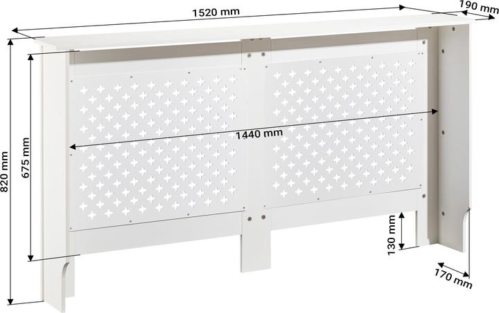 Produktbild Wiltec Toboli Heizkörperverkleidung weiss 152x19x82cm Heizkörperabdeckung MDF Heizkörper