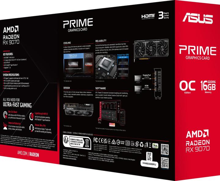 Actual product image ASUS Prime Radeon RX 9070 OC EVO (16 GB)