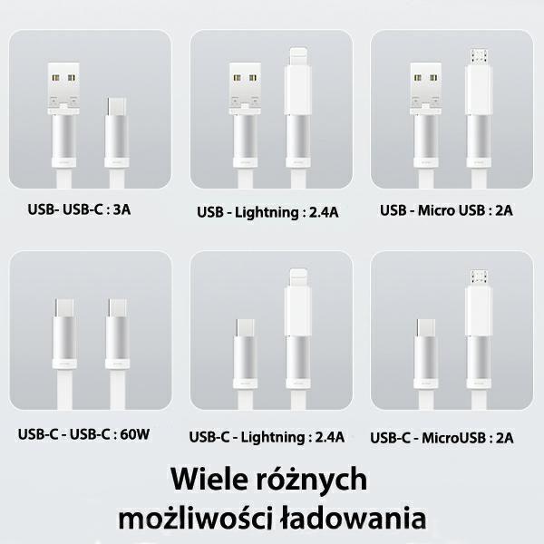Produktbild Usams Kabel rozwijany 3w1 z pudełkiem MicroUSB/USB-C/Lightning 60W fioletowy/purple SJ650USB03 (US-S (1 m, 60 W)