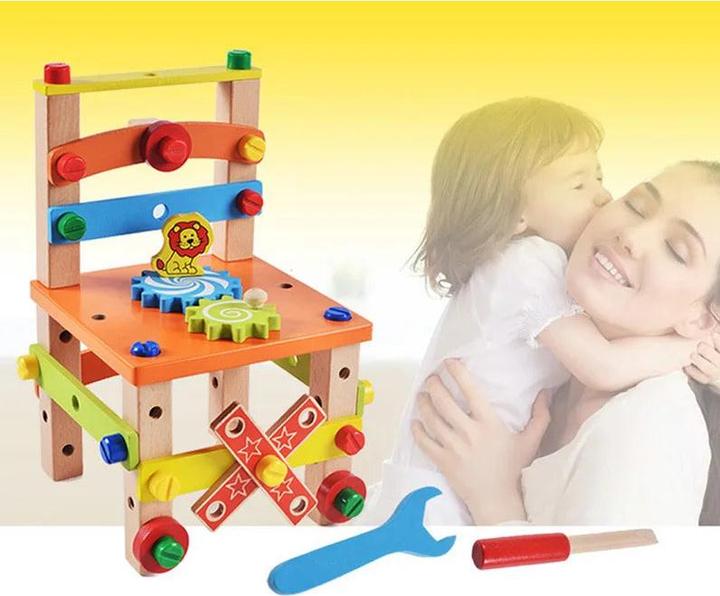 Produktbild Activity Board Kinder hölzerne Werkzeugkasten Pretend Play Set Mutter Demontage Schraube Montage Simulation