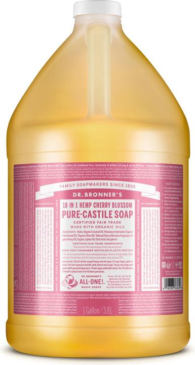Immagine prodotto Dr. Bronner's 18-IN-1 Sapone Naturale Fiori di Ciliegia 3800ml. (Sapone liquido, 3800 ml)