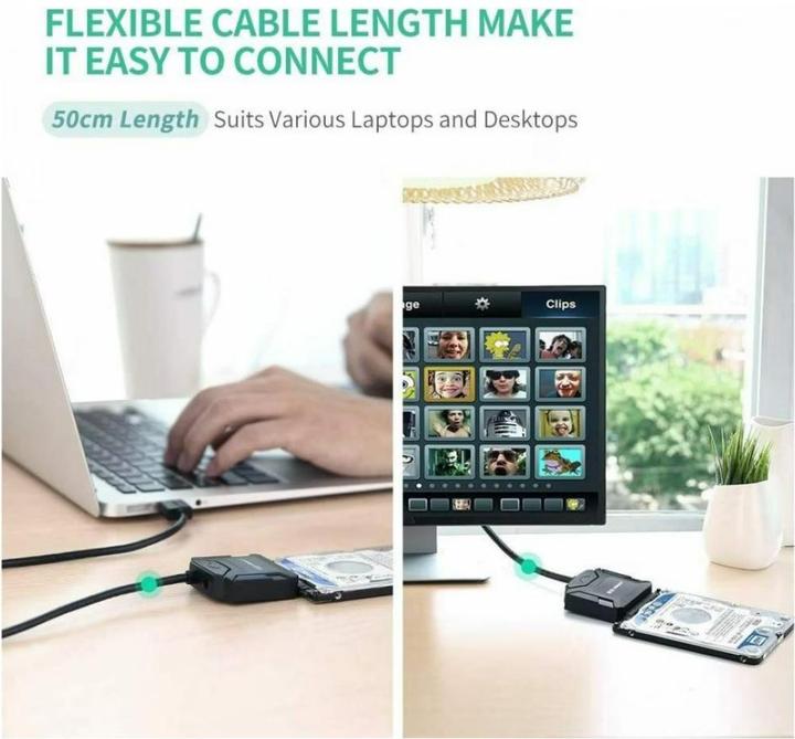 Actual product image Ugreen SATA to USB 3.0 adapter cable for SATA SSD HDD with power supply unit
