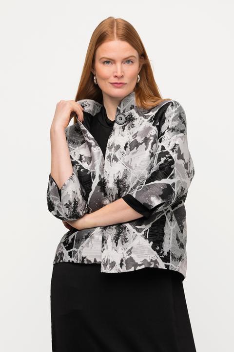 Immagine prodotto Ulla Popken Blazer in Jacquard a quadri con collo alto e maniche a 3/4 a tulipano (50)