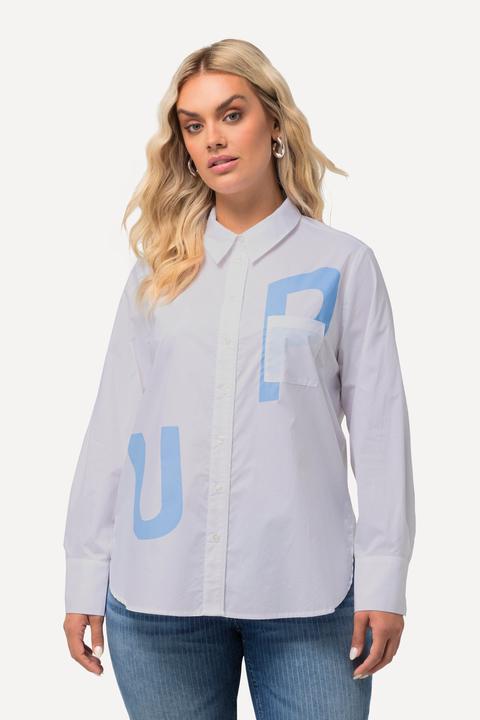 Immagine prodotto Ulla Popken Camicia con lettere, colletto da camicia e maniche lunghe (54)