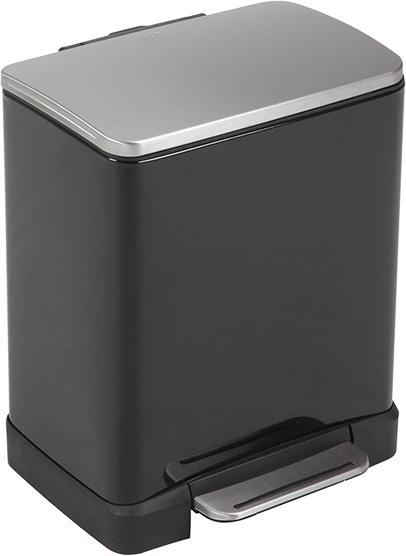 Produktbild EKO Tretmülleimer E-Cube 20 L Schwarz matt Edelstahl mit gedämpft schliessendem Deckel und Kunststof (20 l)