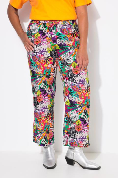 Produktbild Angel of Style Hose, gerades Bein, Blätter-Muster, Elastikbund (44)