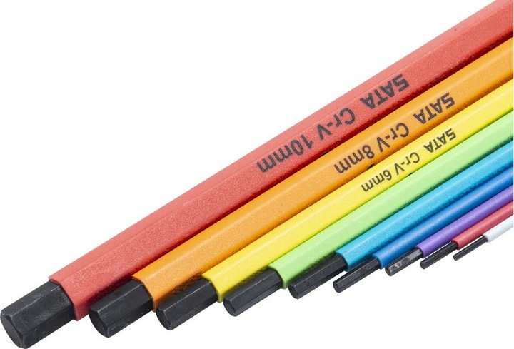 Actual product image MGA SATA 9 piece hexagon spanner with ball point - ST09101CHBSJ