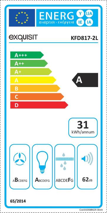 Label énergétique Exquisit KFD817-2 L Grands appareils (Hotte murale)