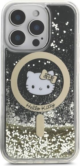 Actual product image Hello Kitty HKHMP16LLGDIK iPhone 16 Pro 6.3" czarny złoty/black gold hardcase Liquid Glitter Fever (Apple iPhone 16 Pro)