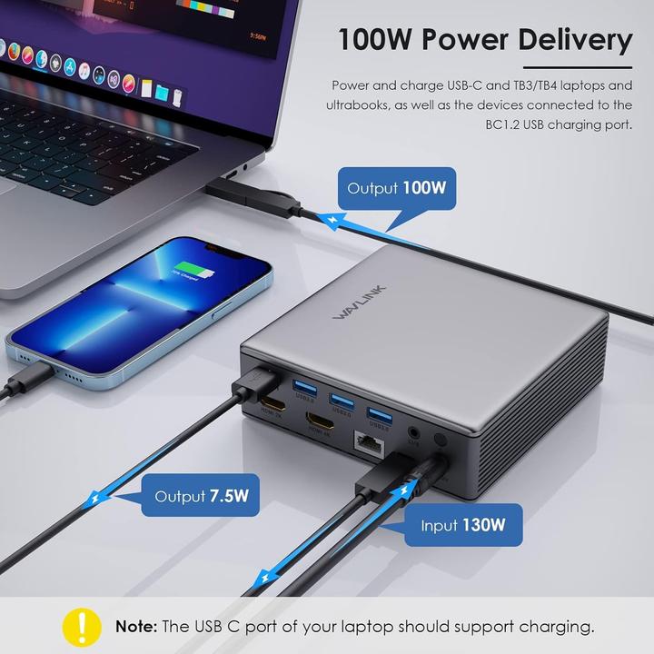 Immagine prodotto Wavlink Docking Station Universale USB-C 4K Dual HDMI con 9 Porte e Alimentazione 65W/100W (USB-C, 9 porte)