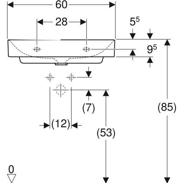 Thumbnail - Geberit, Waschbecken, 505020011 ONE Waschtisch 60x48 cm, Abg. verti. (480 mm, 600 mm)