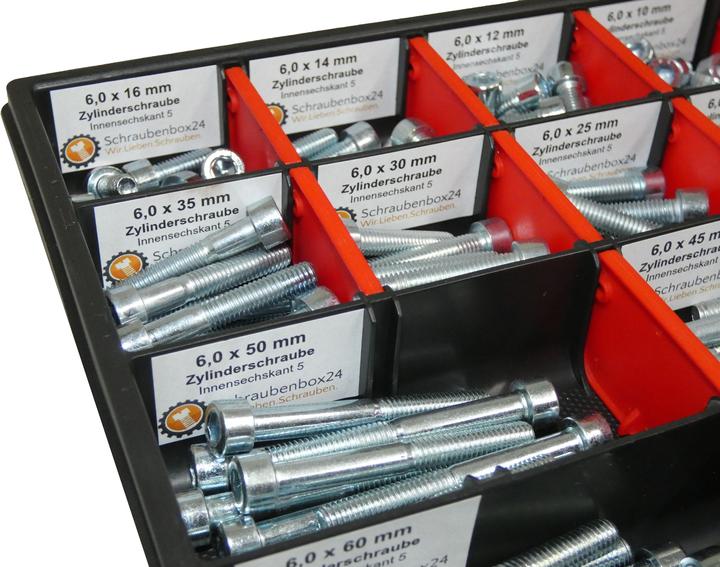 Produktbild Schraubenbox24 200 tlg Zylinderschrauben Sortiment M6 // 6mm-60mm Schrauben Set Schraubenbox DIN 912/ISO4762 Bolzen (200 Schrauben pro Stück)
