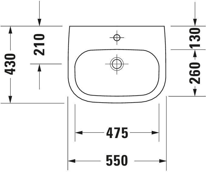 Produktbild Duravit Waschtisch D-CODE MED o ÜL m HLB 550x430mm 1 Hahnloch weiss (430 mm, 550 mm)