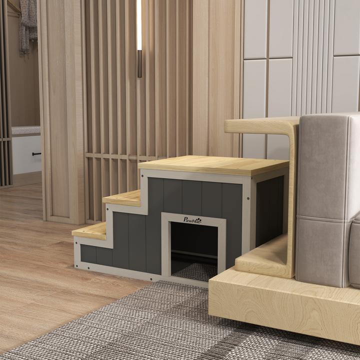 Actual product image PawHut Pet staircase with small dog kennel inside (Dog, Safety closure)