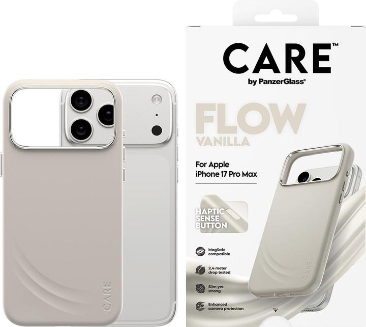 Actual product image PanzerGlass CARE by ® Feature FLOW Case Vanilla w. Cutout for Haptic & MagSafe iPhone 17 Pro Max (Apple iPhone 17 Pro Max)