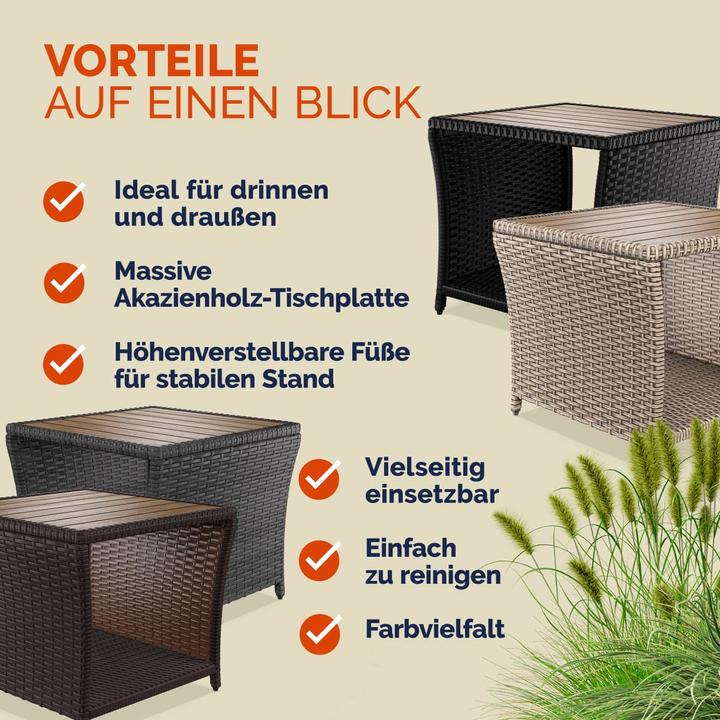 Image du produit Casaria Polyrattan Beistelltisch Akazie