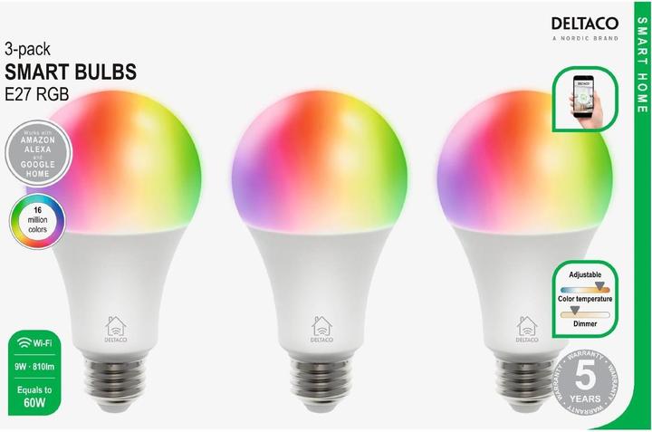 Produktbild Deltaco SH-LE27RGB-3P (E27, 810 lm, 3 x)