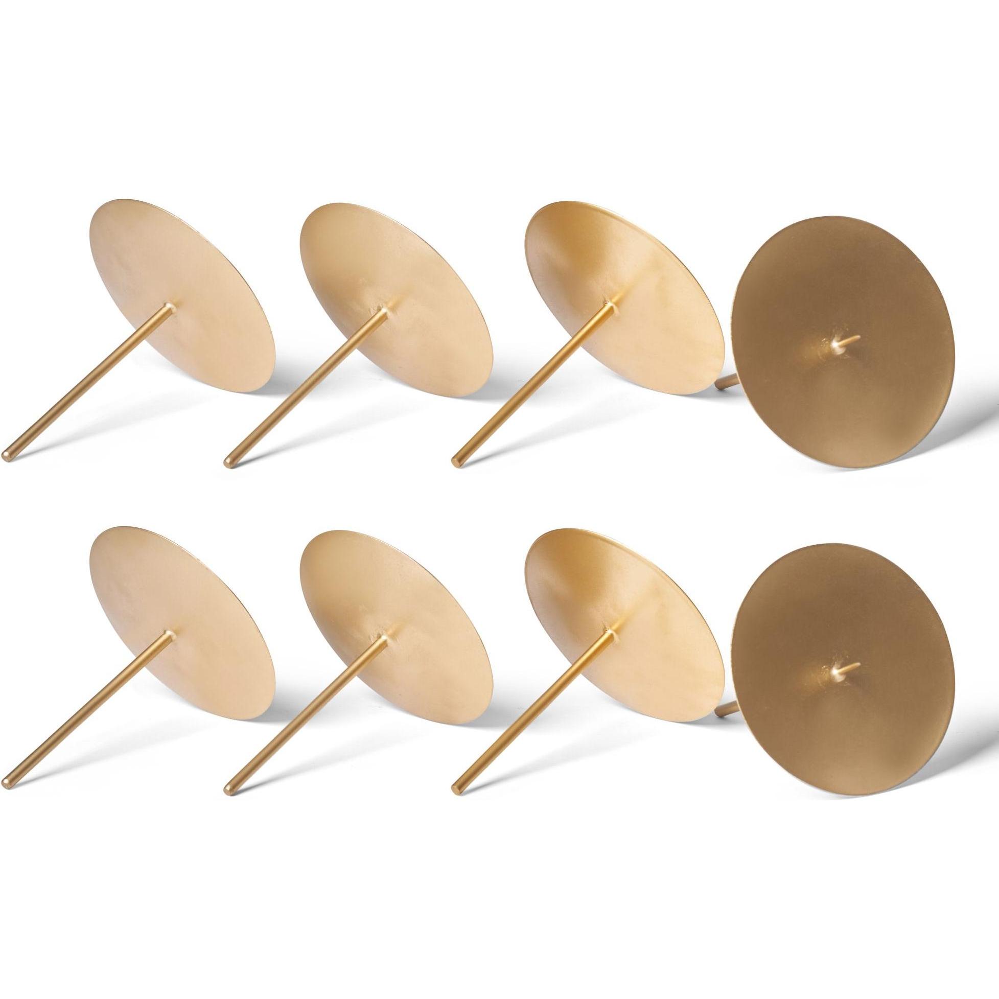 Thumbnail - Novaliv, Kerzenständer, 8er-Set Kerzenteller Dorn 10cm GOLD Kerzentülle Adventskerzenhalter Kerzenteller zum Stecken
