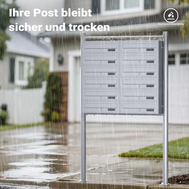 Produktbild Wiltec 12er Briefkastenanlage silberfarben 2x6 Standbriefkasten Briefkasten Post