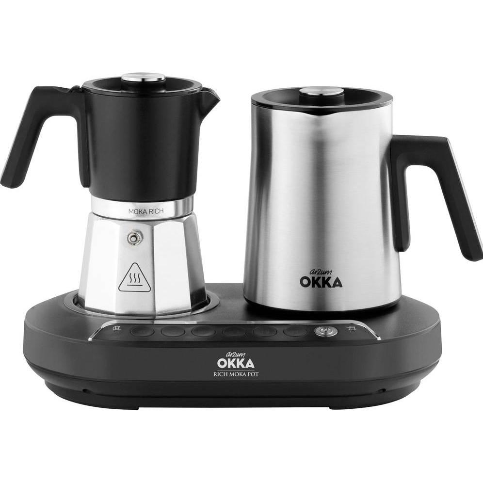 Arzum Okka Rich Moka Pot OK0027, Espressokocher, Schwarz, Silber