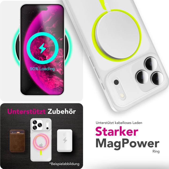 Image du produit Nalia MagSafe Cover "Thinix Glow" - 0,3mm Extrem Dünn, Leuchtender Magnet Ring - Ultra-Slim Hard Case (Apple iPhone 17 Pro Max)