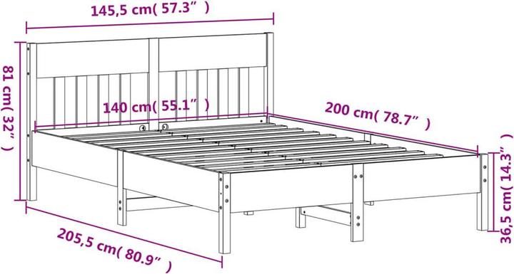 Image du produit vidaXL Bettgestell (140 x 200 cm)