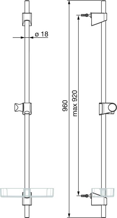 Immagine prodotto Hansa Hansabasicjet, lunghezza 960 mm, diametro 18 mm, portasapone, 44700300