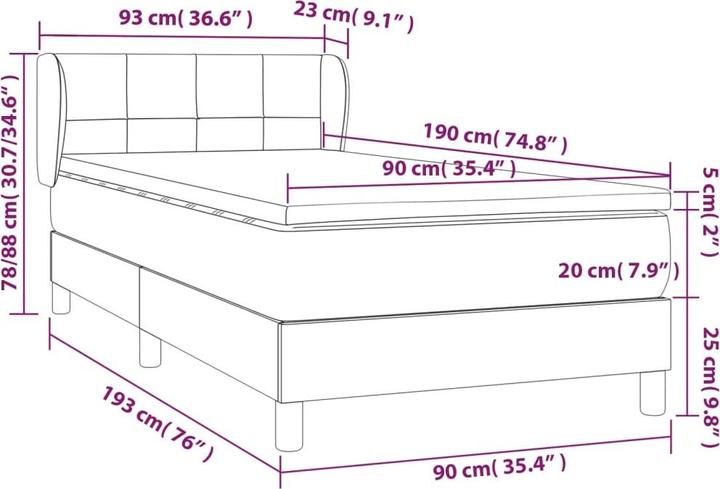 Produktbild vidaXL Boxspringbett (90 x 190 cm)