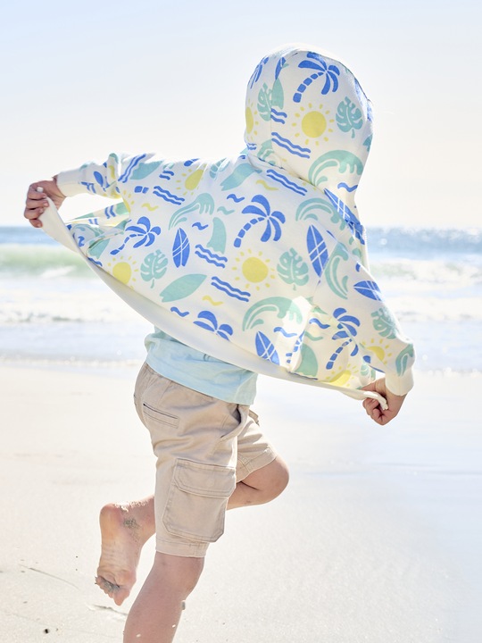 Image du produit Vertbaudet Sweat à capuche garçon imprimé surfeur allover (104)