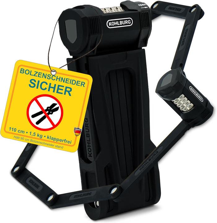 Produktbild Kohlburg Faltschloss mit Zahlencode und Halterung (110 cm)